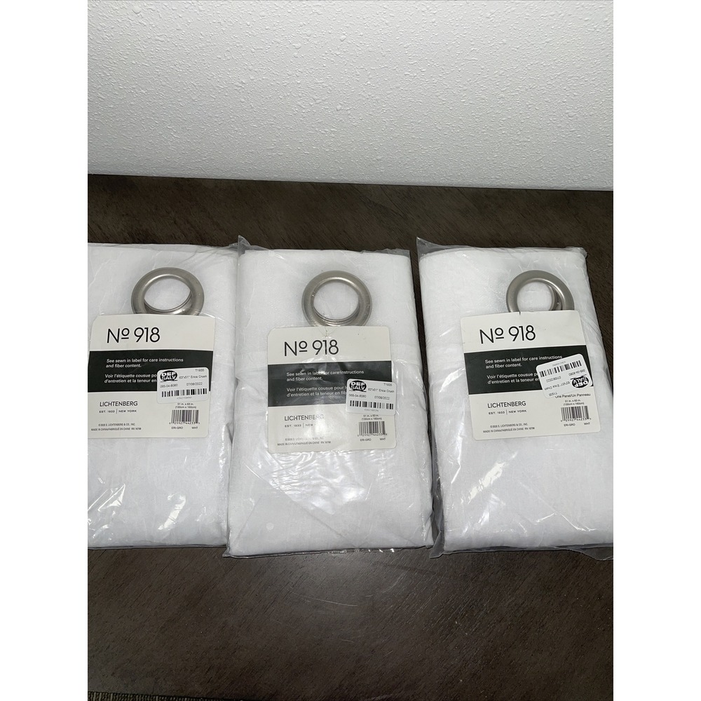 No. 918 Erica Crushed Sheer Voile Grommet Curtain Panel, 51"X63", White 3 panels